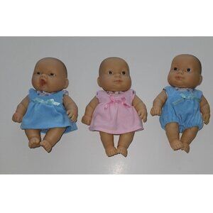 3 VTG Baby Doll Berenguer 8" Lots To Love Blue Pink Clothes Poseable Chubby
